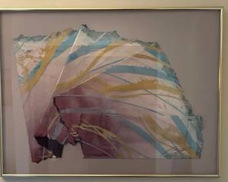 Abstract Pastel Cloth Art Signed By Artist