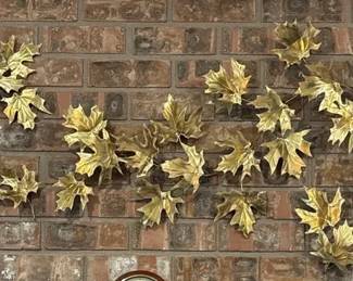 Hollywood Regency Style Gold Tone 3D Leaf Art