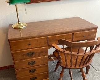 Vintage Desk Chair and Lamp