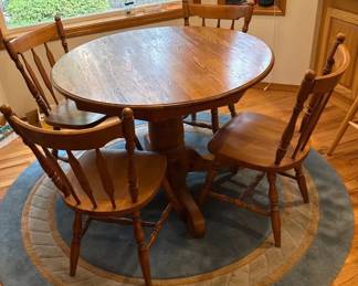 Oak Pedestal Dining Table and Chairs
