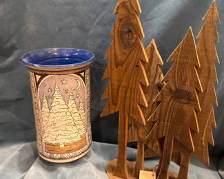 Stoneware VaseUmbrella Stand Wooden Tree Display