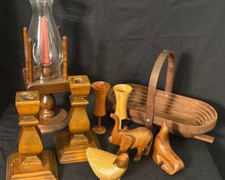 Wood Candleholders Figurines Basket and More