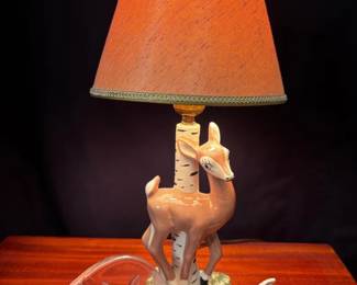 Ceramic Deer Lamp Mats Jonasson Signed Crystal Paperweight