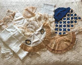 Vintage Crochet Tablecloth And Bed Linens