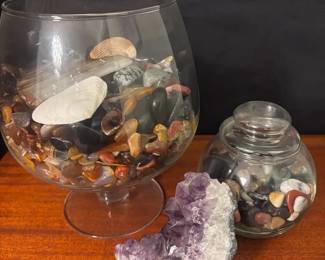Polished Stones And Amythest Crystal
