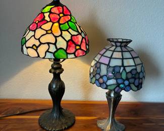Stained Glass Floral Lamp And Tea light Lamp