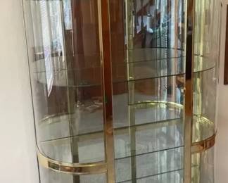 Glass  Brass Curio Display Cabinet