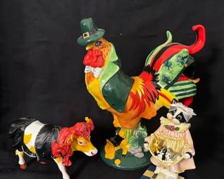 Poultry in Motion Cow Parade Figurine and Enesco Cat