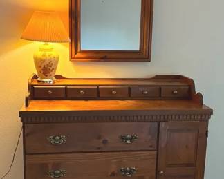 Dresser Mirror And Lamp
