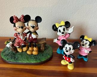Disney Minnie And Mickey Figurine Vintage Porcelain Figures