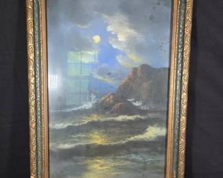Antique Framed Signed Pastel on Paper