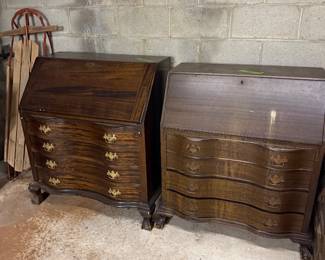 Vintage Chippendale Style Mahogany Oxbow Slant-Front Desks