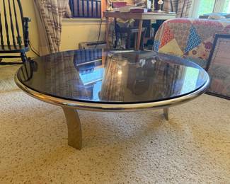 MCM Chrome coffee table with smoked glass top.  Excellent condition!