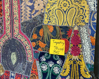 Lot 35: Embroidered Patchwork Fabric Tapestry