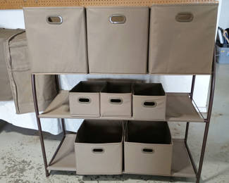 Lot 91: Metal framed storage rack with fabric bins