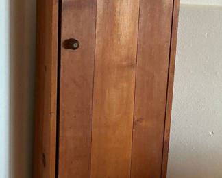 Lot 22: Rustic Tall Pine Storage Cabinet with Door and Drawer