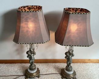 Lot 4: Two Table Cherub lamps x 2