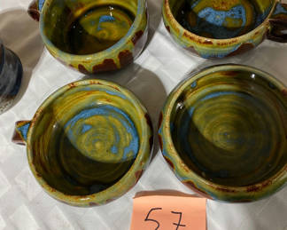 Lot 57: Glazed Ceramic Dishes , Milk Glass