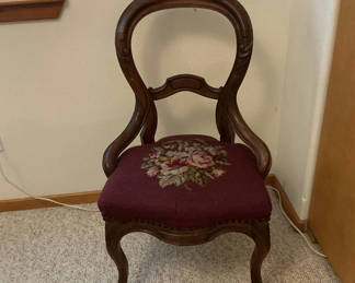 Lot 38: Victorian Chair with needlepoint Seat