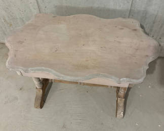 Lot 51: Scalloped-Edge Wooden Side Table