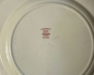 Lot 77: 6 Red Transferware Landscape Plates with Plain Maker-Marked Plate
