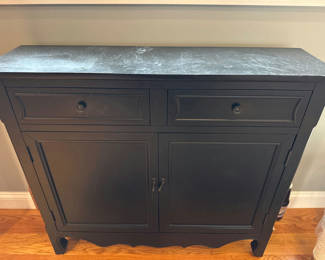 Lot 8: Black wooden cabinet with two drawers and two doors