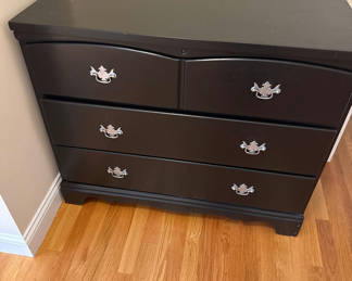 Lot 32: Black curved-front dresser