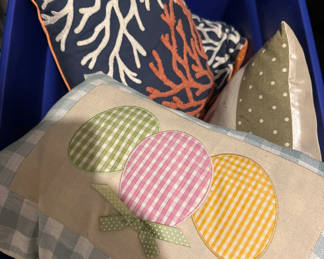 Lot 49: Decorative throw pillows with balloon appliqué and bunny silhouettes