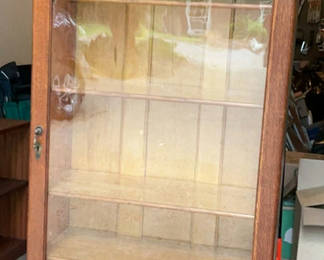 Lot 1: Antique Oak and glass Display Cabinet