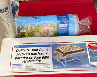 Lot 35: Quilter's Floor Frame with Batting and Fabric