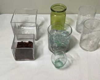 Lot 52: Assorted glassware collection: vases, jars, display boxes
