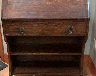 Lot 3: Dark wood secretary desk with drop-front writing surface