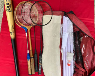 Lot 43: Badminton Set and Baseball Bat
