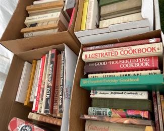 Many many boxes of vintage cookbooks