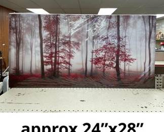 Red Misty Forest Autumn Canvas Art