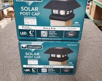 Lot of 2 Veranda 4 in. x 4 in. (3.5 x 3.5 Post Size) 7 Lumens Black Plastic Solar Post Cap
