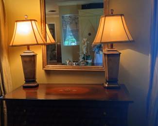 "BEE" CHEST, GILDED MIRROR, LAMPS