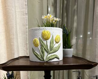 Yellow tulip planter