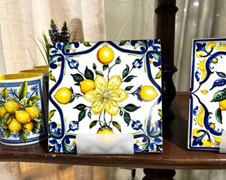 Custom lemon and blue tiles
