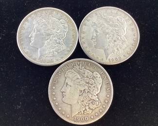  3) 1900 P Morgan Silver Dollars 90 percent silver coin