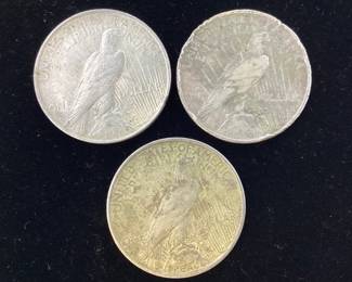 3) 1923 P Silver Peace Dollars 90 percent silver coin