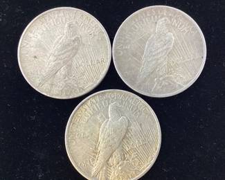 3) 1924 P Silver Peace Dollars 90 percent silver coin