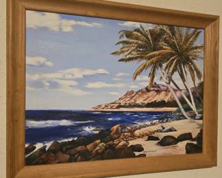 Original Vera Gray painting "Palms by the Sea" 1958