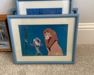 Disney Lion King Vintage 1995 Store Lithograph Picture Mufasa Rafiki Framed