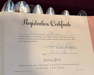 Oneida Nobility Flatware Set - Certificate 1954
