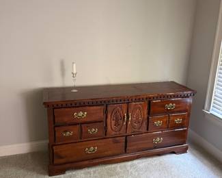 Cherry Dresser with Mirror and shelves (located in the basement - Pictured separately)