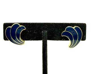 Napier Style Gold Tone & Navy Vintage Earrings