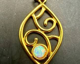 Gold Vermeil SAW Signed Necklace Pendant