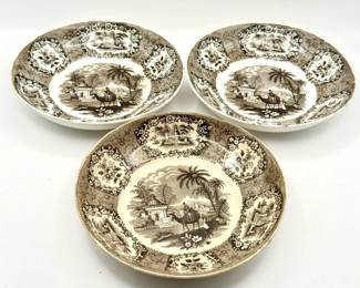(3) Antique Oriental Opaque China Dishes