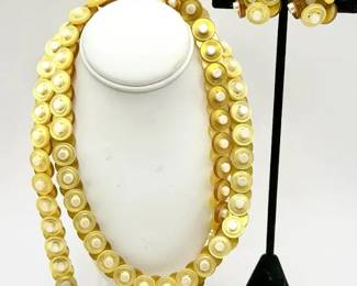 Vintage Button Necklace & Clip On Earrings
